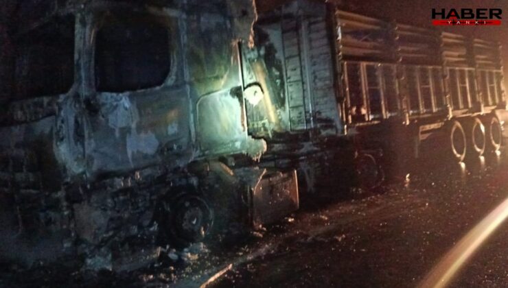 Malatya'da kömür yüklü kamyon alev alev yandı