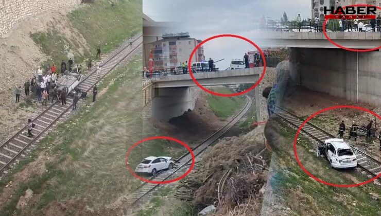 Otomobil demiryoluna uçtu, 3 yaralı var