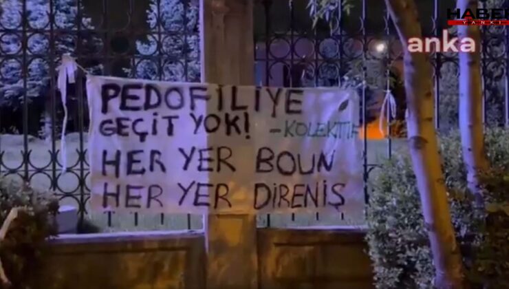 Diyanet'e pankartlı protesto: “Pedofiliye geçit yok!