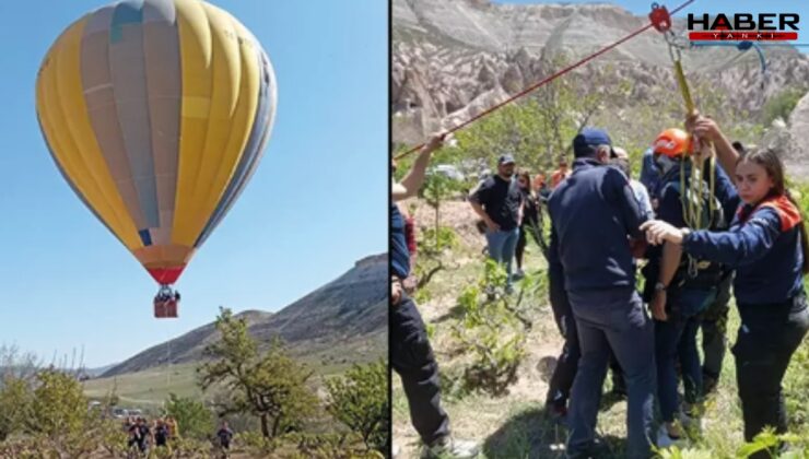 Kapadokya'da korku dolu anlar! Sıcak hava balonu, zorunlu iniş yaptı