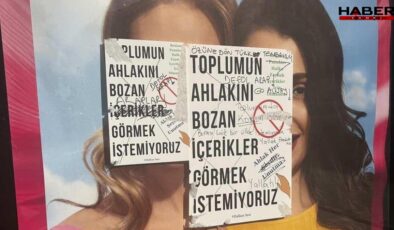 Ümraniye'de çirkin olay! Gülen kadın fotoğrafını sansürlediler! Toplum ahlakı bozuluyormuş