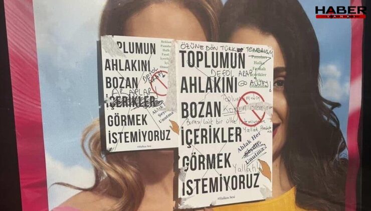 Ümraniye'de çirkin olay! Gülen kadın fotoğrafını sansürlediler! Toplum ahlakı bozuluyormuş