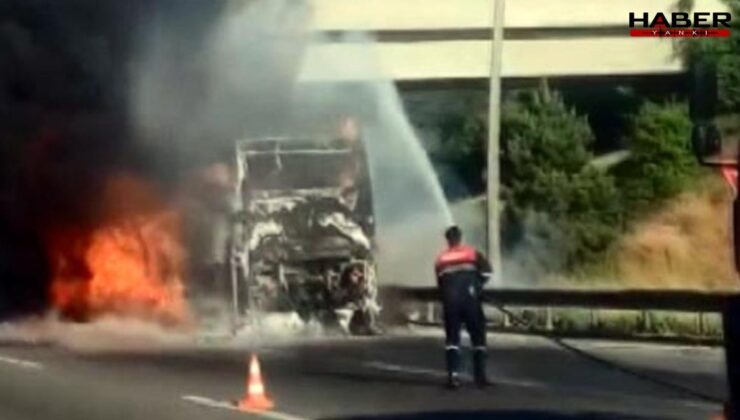 Ankara'dan yola çıkan otobüs Bolu'da alev alev yandı