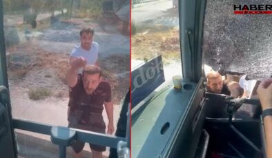 Aydın'da turist dolu otobüse taşlı saldırı: Dehşet anları kamerada