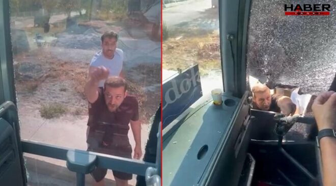 Aydın'da turist dolu otobüse taşlı saldırı: Dehşet anları kamerada
