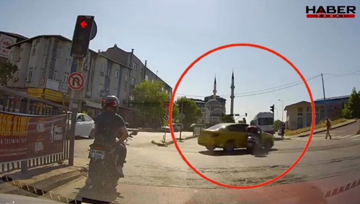 İstanbul'da taksi ile motosiklet çarpıştı