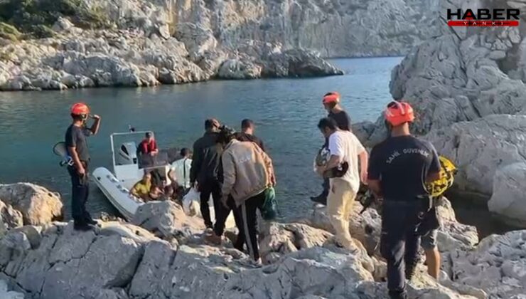 Kayalıklarda mahsur kalan göçmenler kurtarıldı