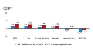 Aylık en yüksek reel getiri Devlet İç Borçlanma Senetleri (DİBS)’te oldu