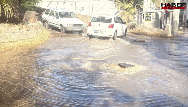 Bodrum’da su isale hattı patladı: Tonlarca su boşa aktı