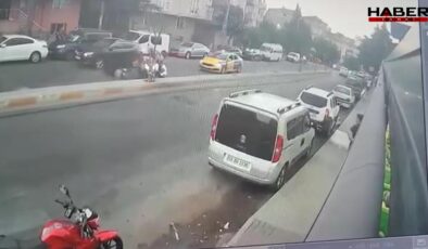 Pendik’te motosikletli sürücülerin karıştığı zincirleme kaza iş yeri kamerasında