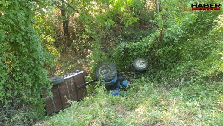 Bursa'da feci kaza! Traktörüyle beraber şarampole devrildi
