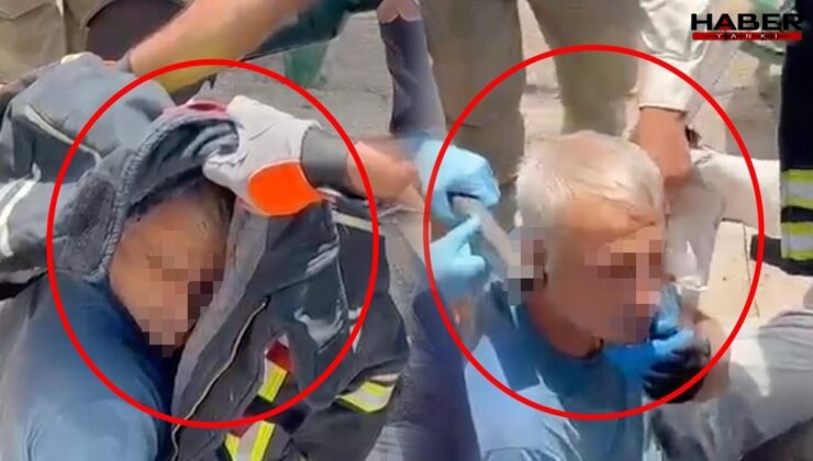 Kazı alanında korkutan kazada işçinin başına demir saplandı