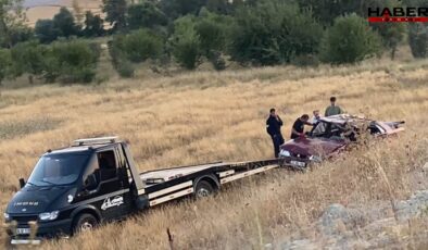 Tarlaya devrilen otomobil hurdaya döndü:  2’si çocuk 5 yaralı