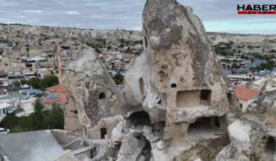 Kapadokya’da peribacasının bir kısmı yıkıldı