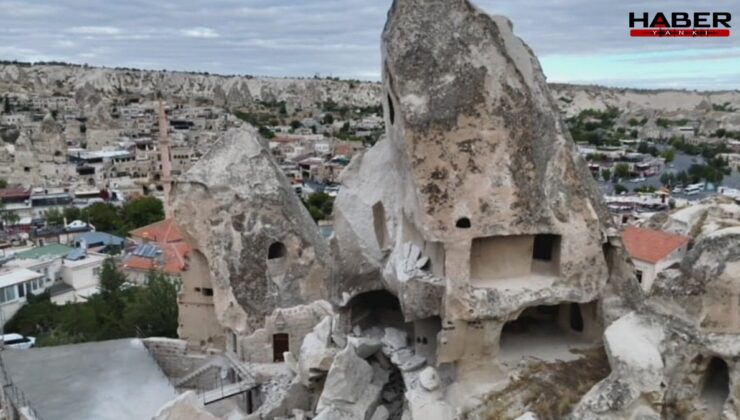 Kapadokya’da peribacasının bir kısmı yıkıldı