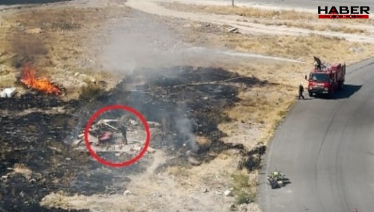 Salça yapmak için yangın çıkardı! İstifini bozmadan karıştırmaya devam etti
