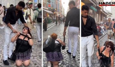 Beyoğlu'nda kadının boynuna tasma takıp gezdirdi: 2 tutuklama