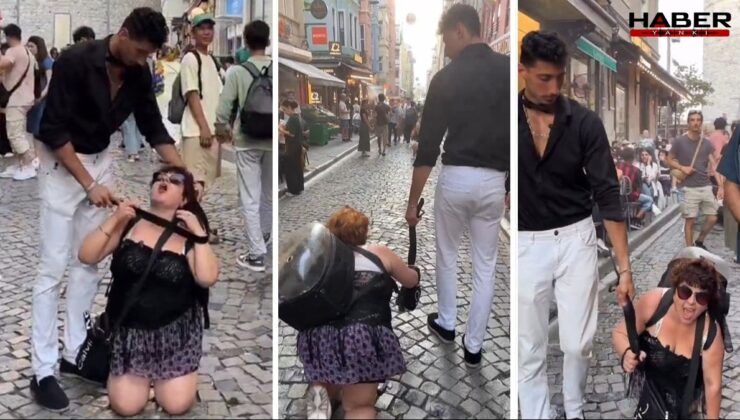 Beyoğlu'nda kadının boynuna tasma takıp gezdirdi: 2 tutuklama