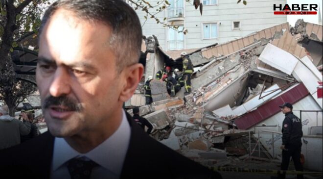 Çöken binanın önünde valiyi terleten çıkış: Apar topar konuşmayı bitirdi