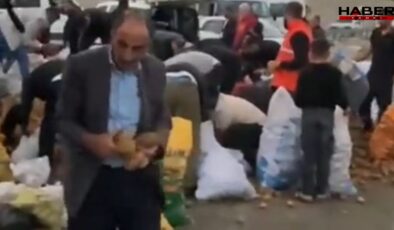 Kamyoneti arızalanınca satacağı patatesleri bedavaya dağıttı