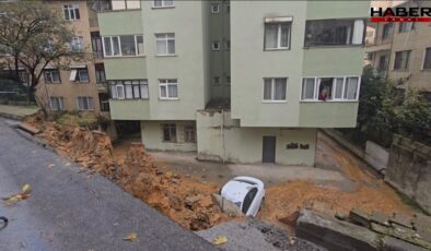 Maltepe'de istinat duvarı 3 aracın üzerine çöktü