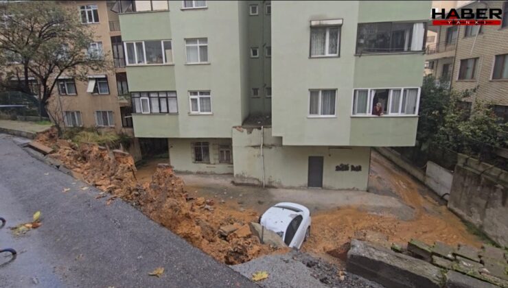 Maltepe'de istinat duvarı 3 aracın üzerine çöktü