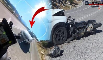Motosiklet sürücüsü ölümünü an an kaydetti