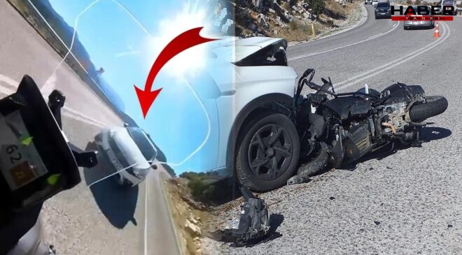 Motosiklet sürücüsü ölümünü an an kaydetti