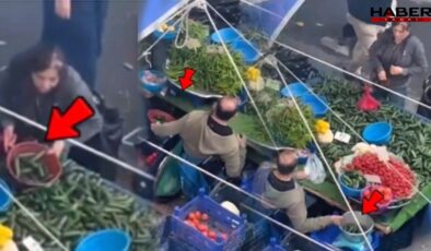 Pazarda skandal görüntüler! Müşterinin seçtiğini kenara ayırıp farklı ürünler verdi