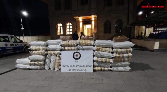 1 tonun üzerinde kaçak tütün yakalandı