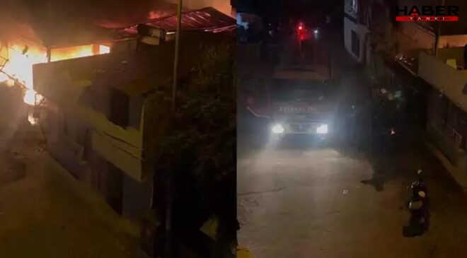 Adana'da iki katlı prefabrik ev küle döndü