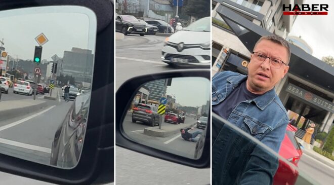 Kağıthane'de trafikte tartıştığı sürücünün kapısını açmak istedi, otomobil ilerleyince yere düştü