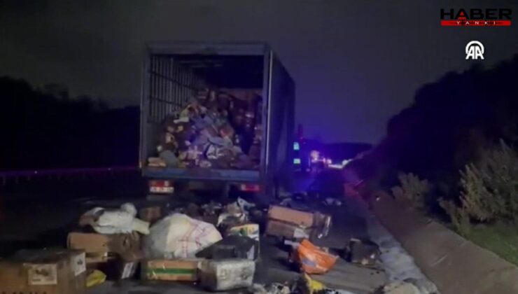 Kuzey Marmara Otoyolu'nda kamyon yandı