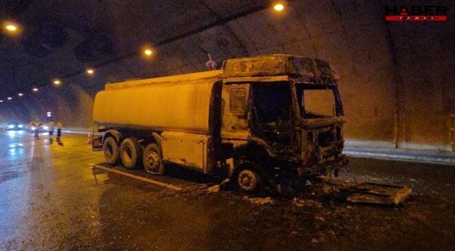 Orhangazi Tüneli’nde su tankeri alev aldı