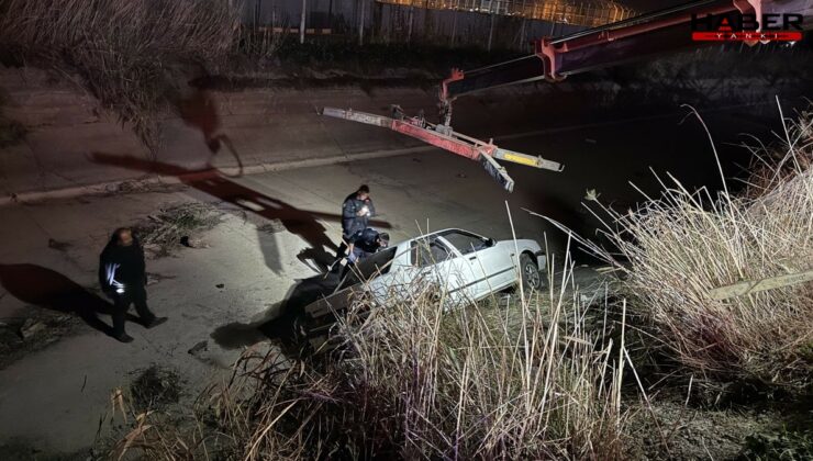 Su kanalına düşen araçta can pazarı