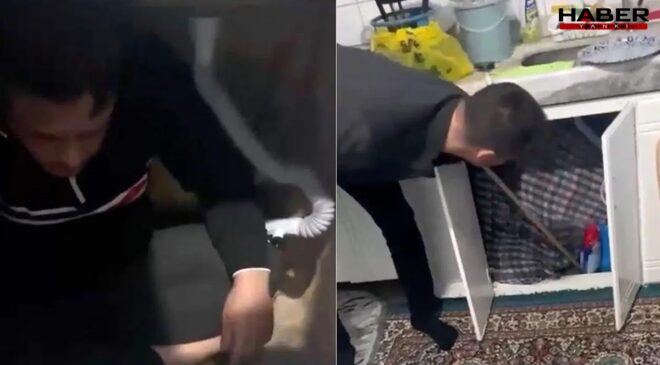 6 yıl hapis cezası olan firari mutfak dolabından çıktı