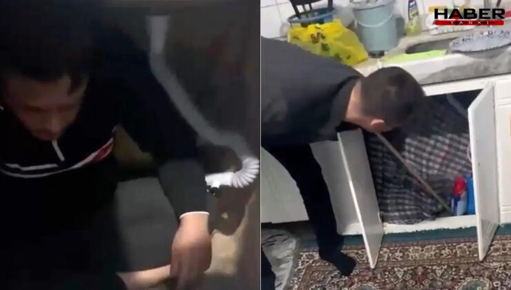 6 yıl hapis cezası olan firari mutfak dolabından çıktı