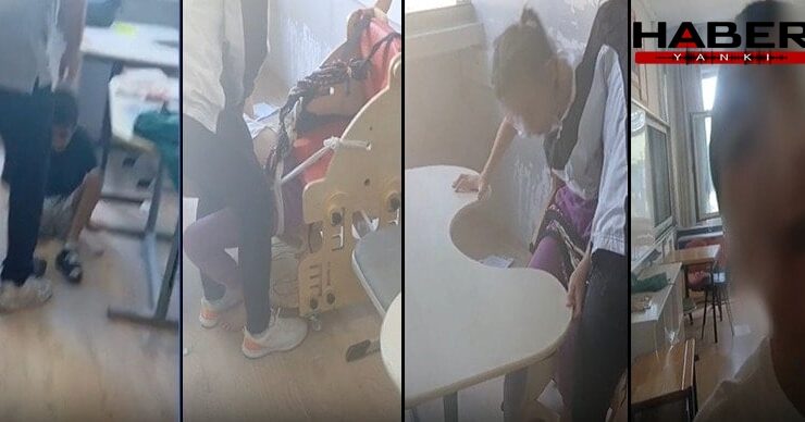 Bursa'da skandal görüntüler! Otizmli öğrencileri okulda sıralara bağlamışlar