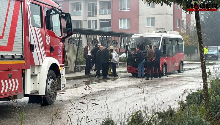 Düzce’de halk midibüsü alev aldı