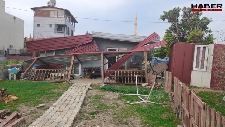 Hatay'da kuvvetli rüzgar çatıları uçurdu