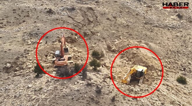 Karaman'da define kazısına drone baskını: 14 kişi suçüstü yakalandı