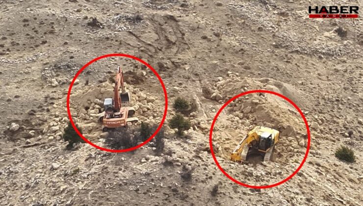 Karaman'da define kazısına drone baskını: 14 kişi suçüstü yakalandı