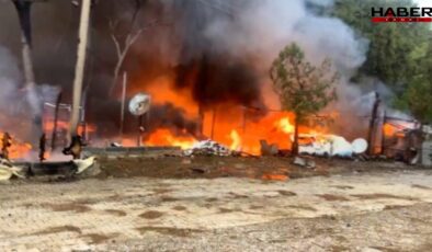 Karavanda çıkan yangın çevreye de sıçradı