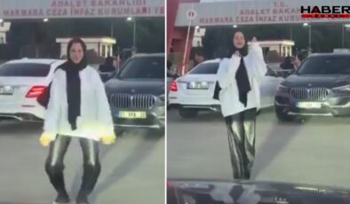 Kocasının tahliye edilmesini Silivri Cezaevi önünde böyle kutladı