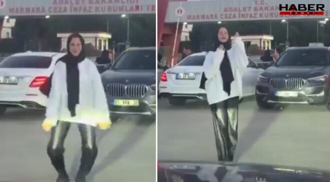 Kocasının tahliye edilmesini Silivri Cezaevi önünde böyle kutladı