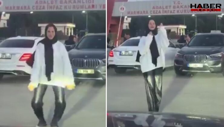 Kocasının tahliye edilmesini Silivri Cezaevi önünde böyle kutladı