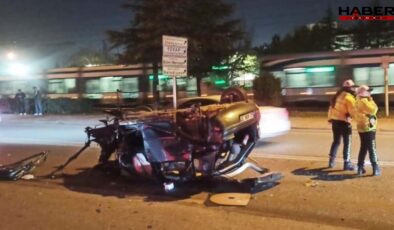 Konya'da takla atan otomobil hurdaya döndü: 1’i ağır 2 yaralı