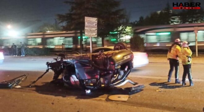 Konya'da takla atan otomobil hurdaya döndü: 1’i ağır 2 yaralı