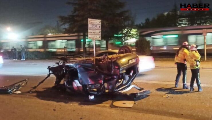 Konya'da takla atan otomobil hurdaya döndü: 1’i ağır 2 yaralı