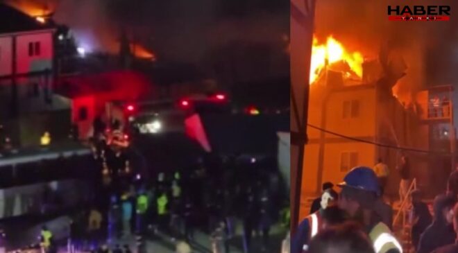 Aranavutköy'de işçi konteynerinde yangın